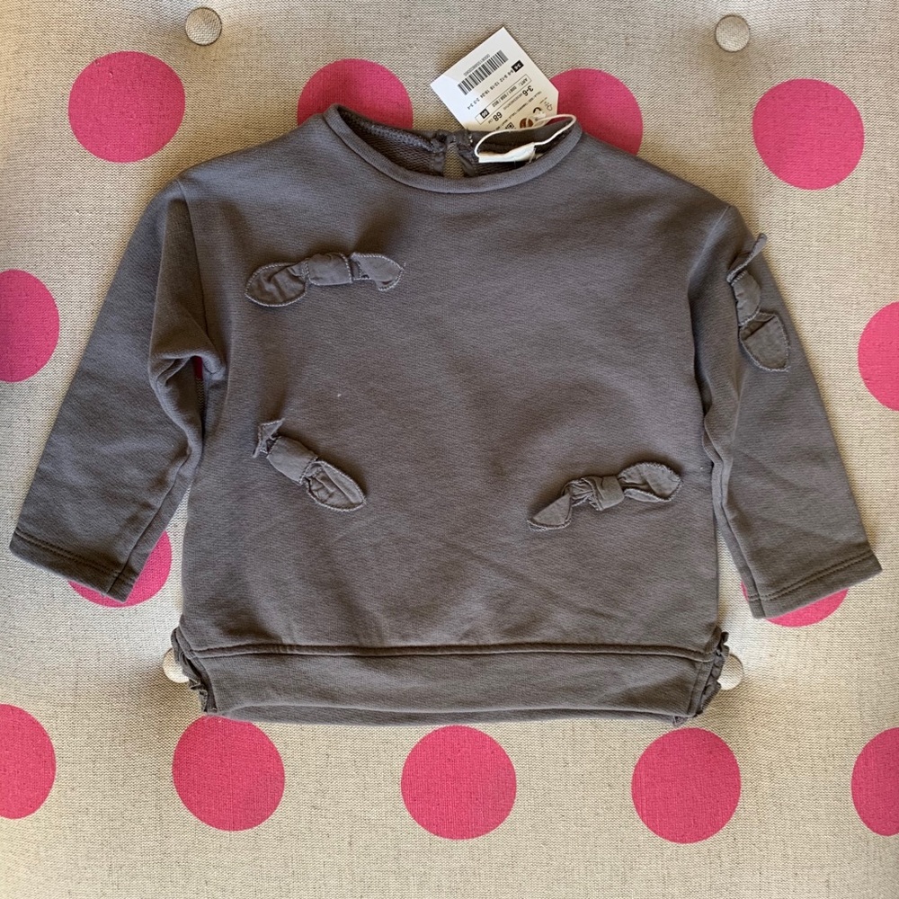 🎉 HP 🎉 ZARA Baby Dark Grey Bow Sweatshirt